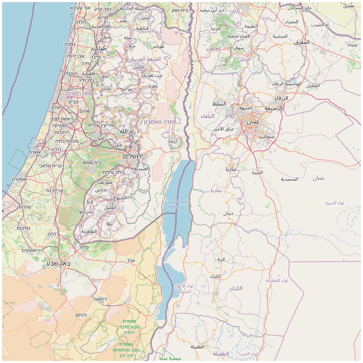 OpenStreetMap map of the Dead Sea region